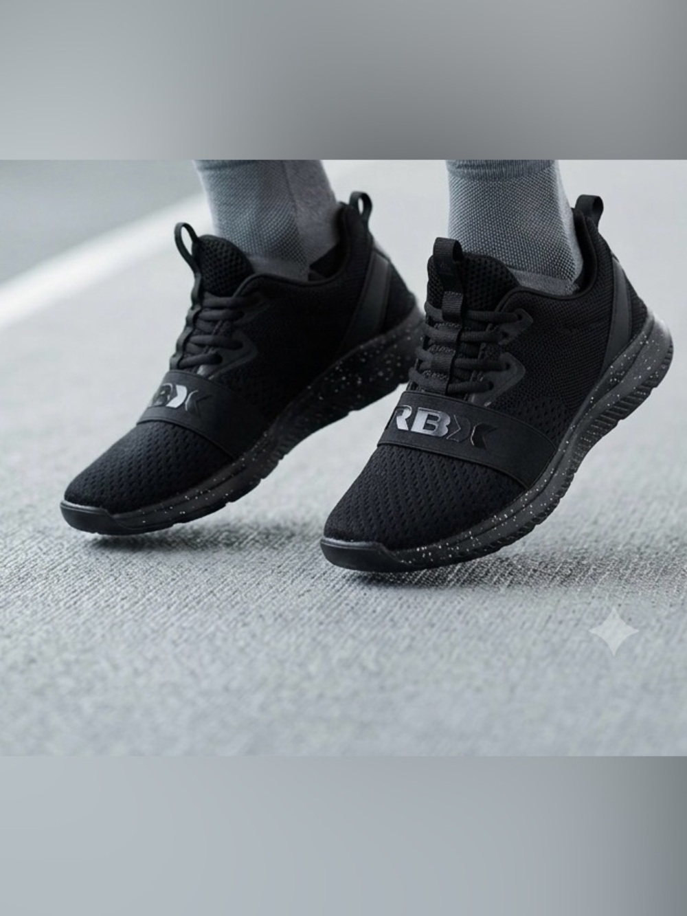 RBX Men’s Black Mesh Sneakers with Speckled Sole